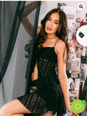 Black Lace Spaghetti Strap Top and Skirt- Women